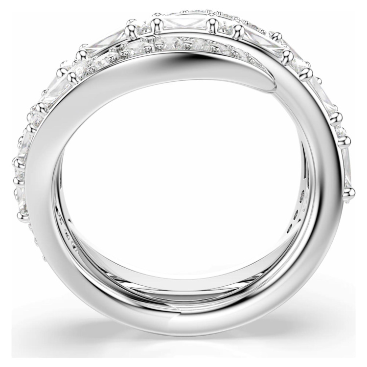 Vienna ring Mixed cuts, Swan, White, Rhodium plated